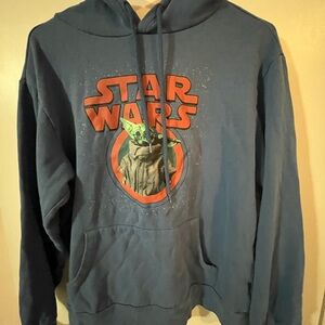Star Wars Grogu men’s small Blue Hoodie. Front pocket.